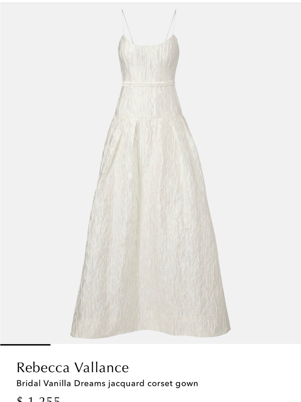 Rebecca Vallance Cream Jacquard Spaghetti-Strap Gown